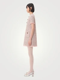 Embroidered Ribbon Tweed Mini Dress