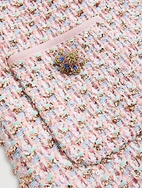 Embroidered Ribbon Tweed Mini Dress
