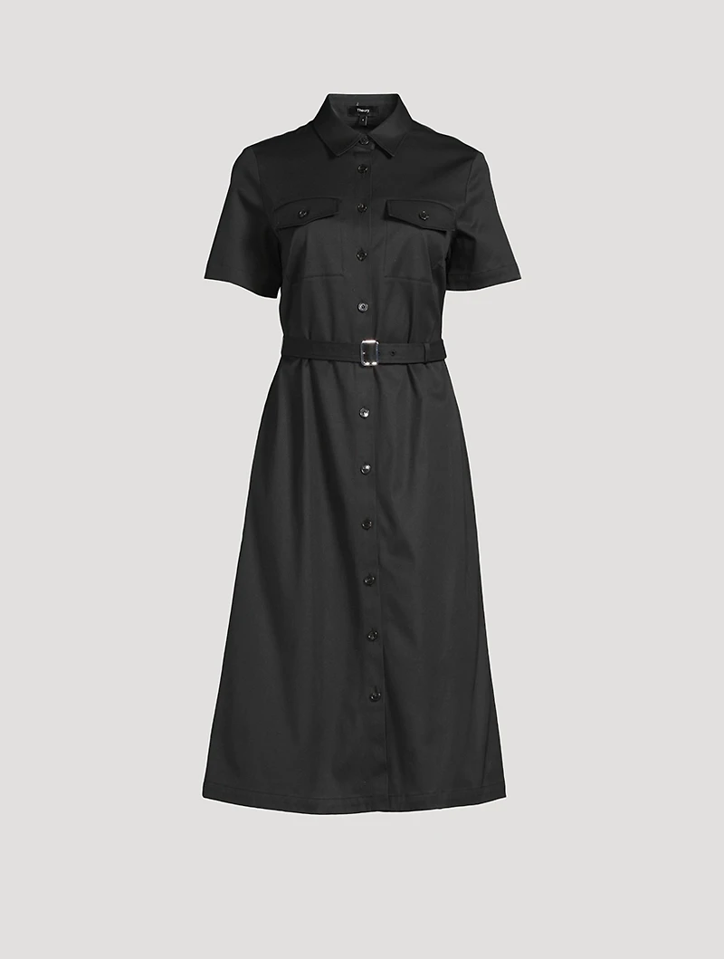 Belted Chino Shirt Dress