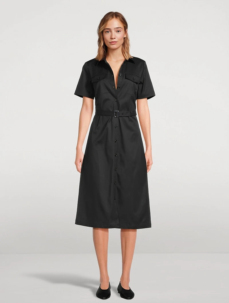 Belted Chino Shirt Dress