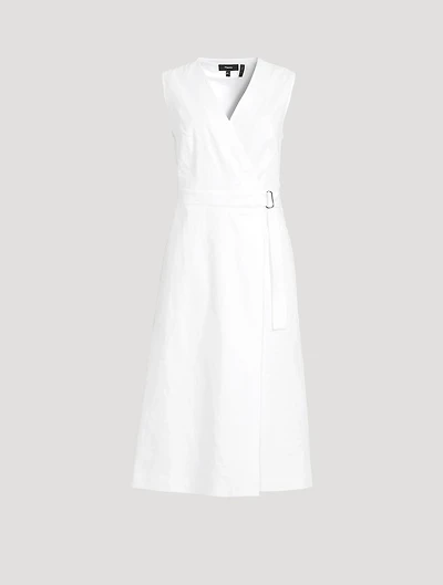 Wrap-Front Midi Dress