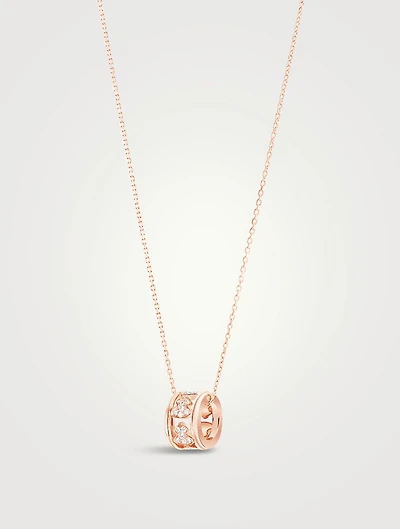 Wulu 18K Rose Gold Eternity Wheel Pendant Necklace With Diamonds