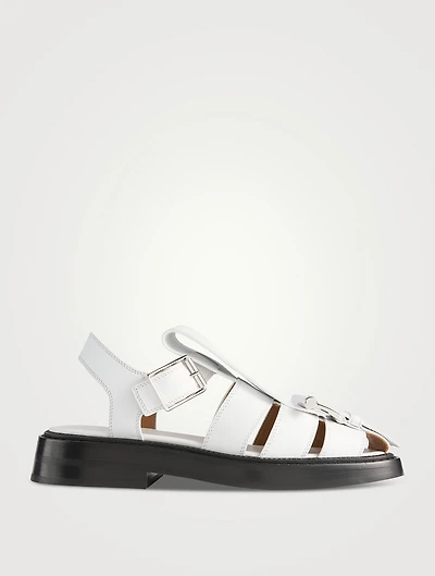 T-Bar Caged Leather Fisherman Sandals