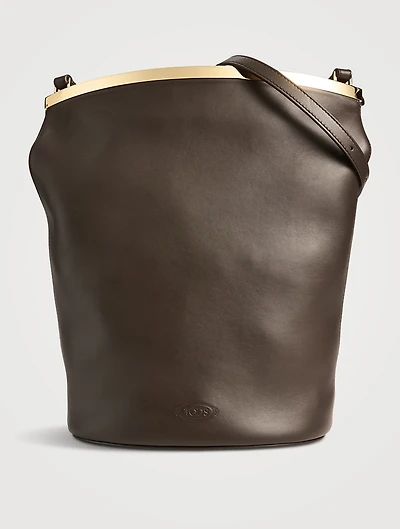 Small Magenta Leather Bucket Bag