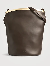 Small Magenta Leather Bucket Bag