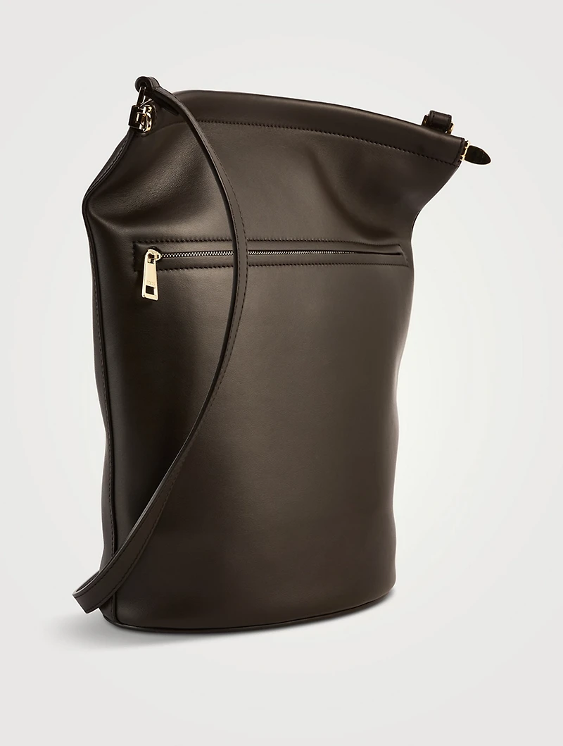 Small Magenta Leather Bucket Bag