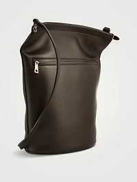 Small Magenta Leather Bucket Bag