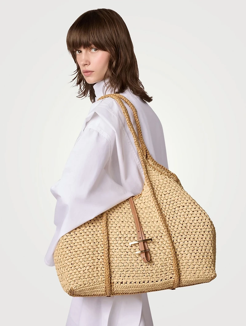 Large T Timeless Raffia Shopping Bag