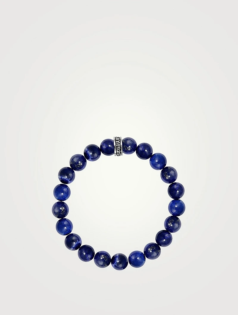 Lapis Beaded Bracelet With Logo Ring