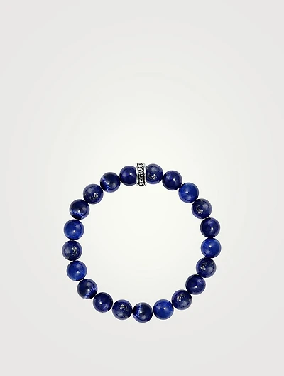 Lapis Beaded Bracelet With Logo Ring