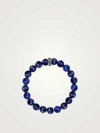 Lapis Beaded Bracelet With Logo Ring