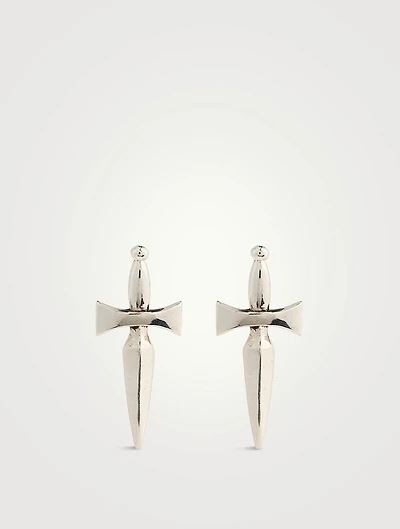 Silver Classic Dagger Stud Earrings