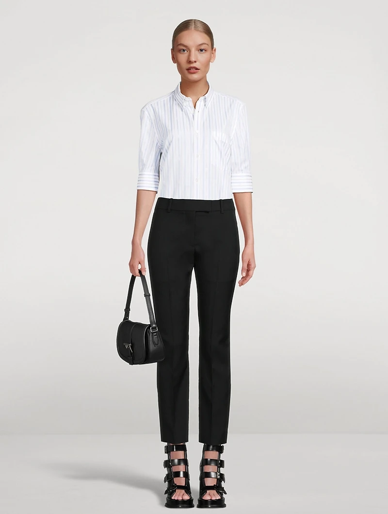 Wool Gabardine Cigarette Trousers