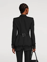 Chiffon-Trimmed Wool Blazer