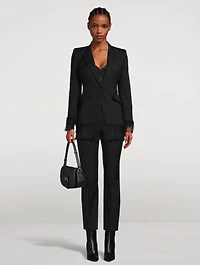 Chiffon-Trimmed Wool Blazer