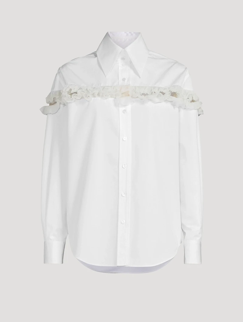 Ruffled Slash Poplin Shirt