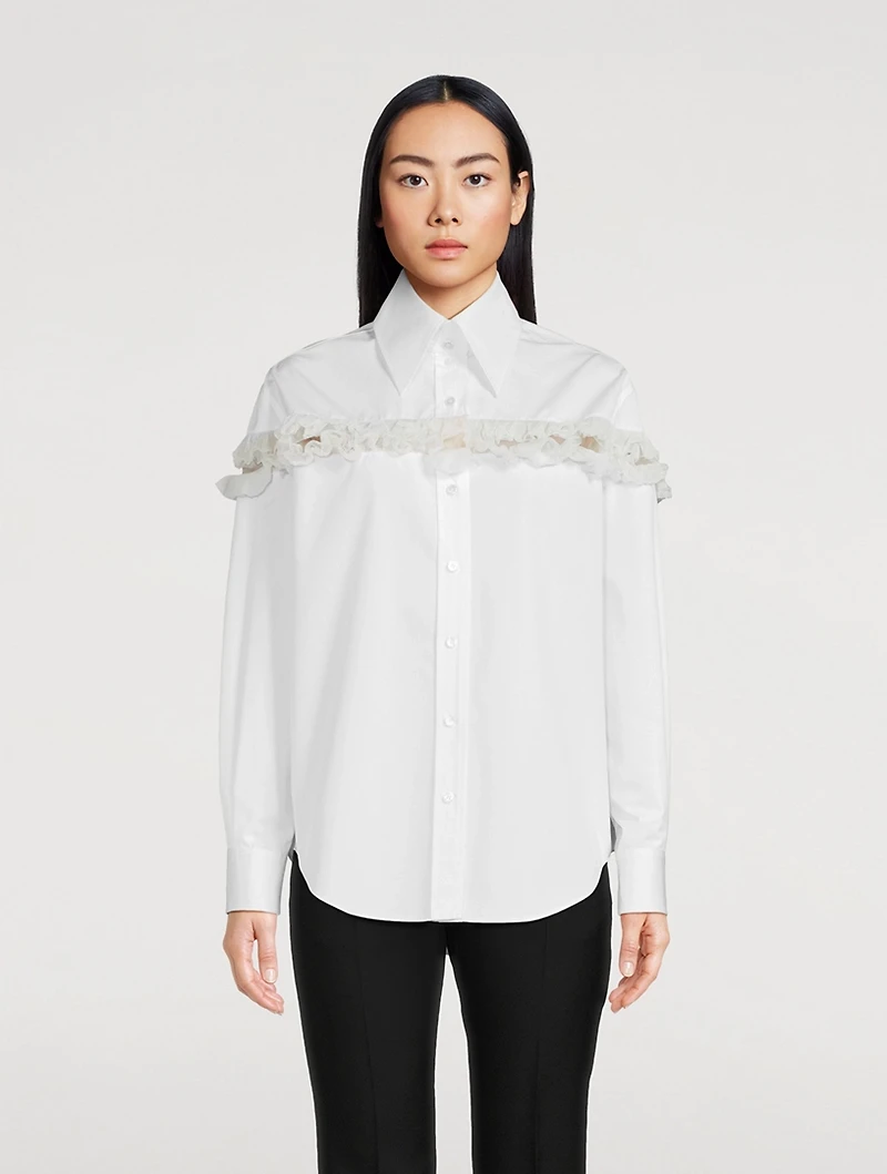 Ruffled Slash Poplin Shirt