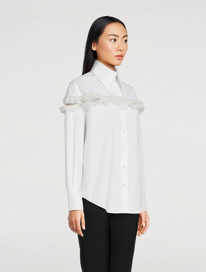 Ruffled Slash Poplin Shirt