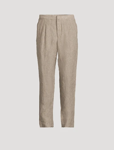 Faded Linen Straight-Leg Trousers