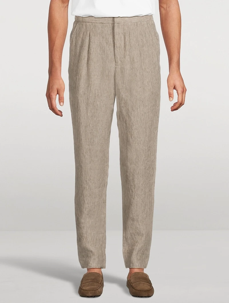 Faded Linen Straight-Leg Trousers