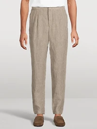 Faded Linen Straight-Leg Trousers