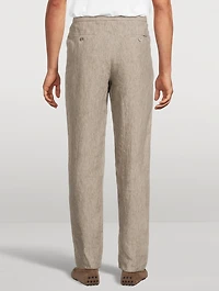 Faded Linen Straight-Leg Trousers