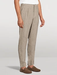 Faded Linen Straight-Leg Trousers