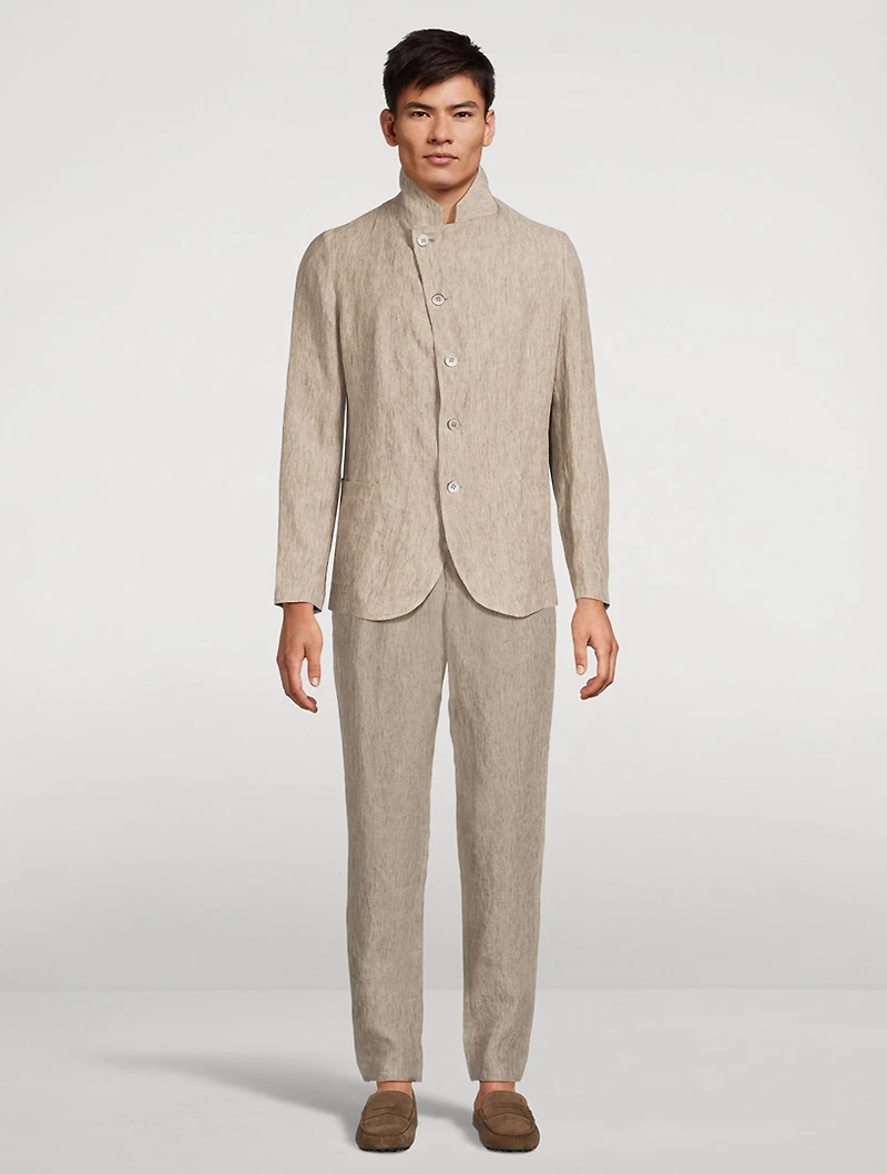 Faded Linen Straight-Leg Trousers