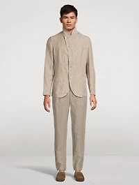 Faded Linen Straight-Leg Trousers
