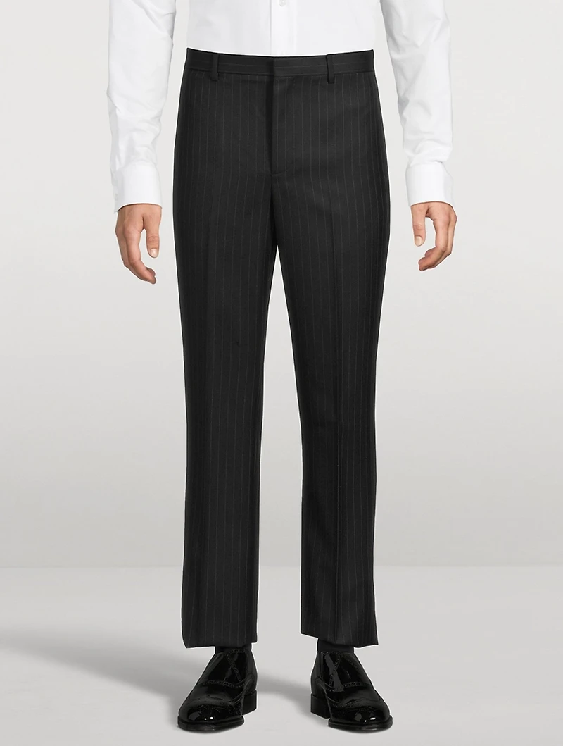 Wool Tailored Pants Striped Print