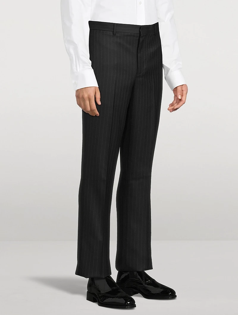 Wool Tailored Pants Striped Print