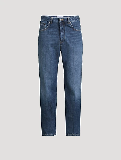 Washed Denim Straight-Leg Jeans