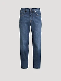 Washed Denim Straight-Leg Jeans