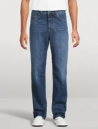 Washed Denim Straight-Leg Jeans