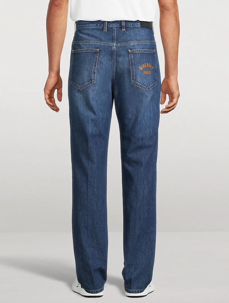 Washed Denim Straight-Leg Jeans