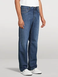 Washed Denim Straight-Leg Jeans
