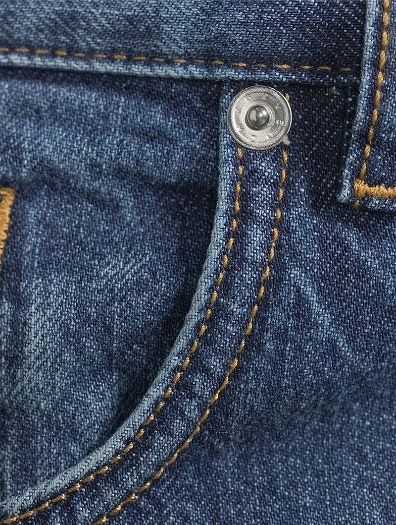 Washed Denim Straight-Leg Jeans