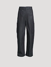 Herringbone Wide-Leg Cargo Pants