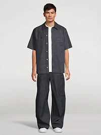 Herringbone Wide-Leg Cargo Pants
