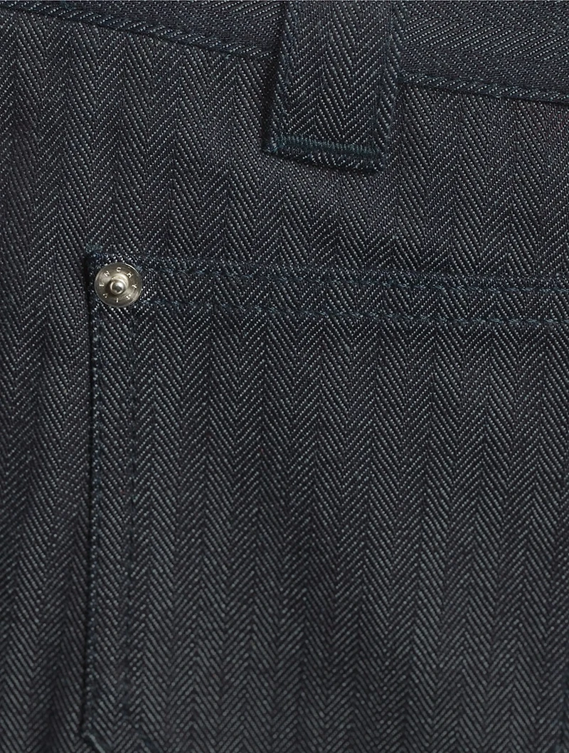 Herringbone Wide-Leg Cargo Pants