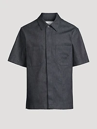 Herringbone Denim Short-Sleeve Shirt