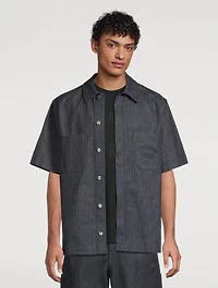 Herringbone Denim Short-Sleeve Shirt