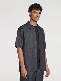 Herringbone Denim Short-Sleeve Shirt