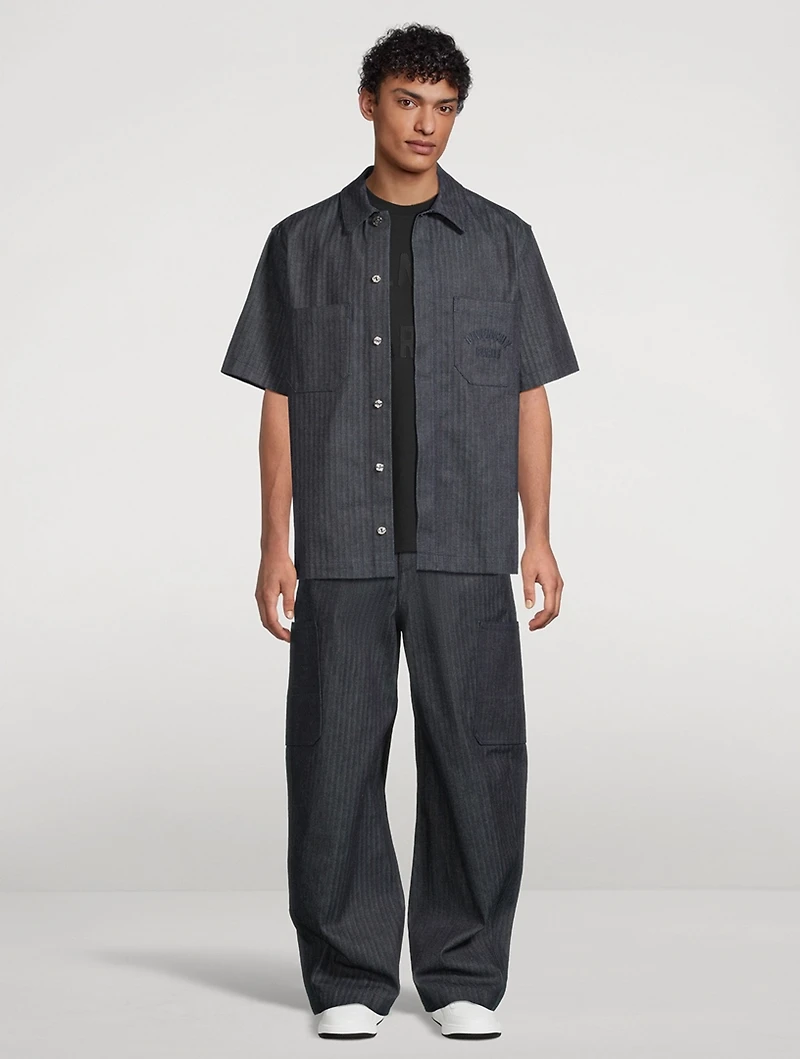 Herringbone Denim Short-Sleeve Shirt