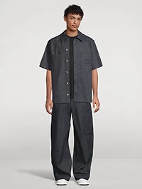 Herringbone Denim Short-Sleeve Shirt