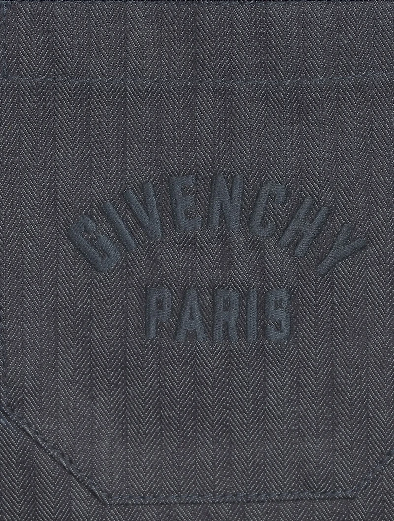 Herringbone Denim Short-Sleeve Shirt
