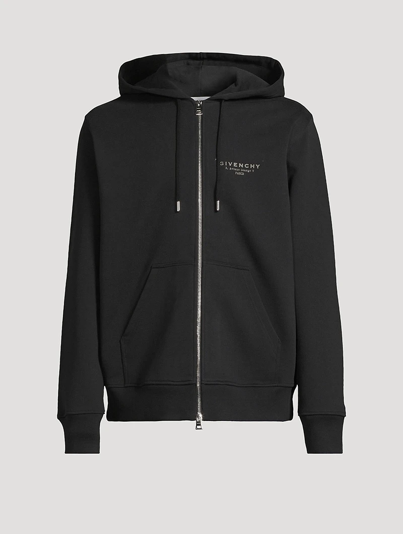 Cotton Zip Hoodie With Stamp