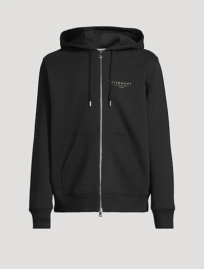 Cotton Zip Hoodie With Stamp