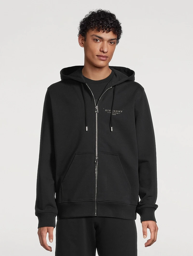 Cotton Zip Hoodie With Stamp