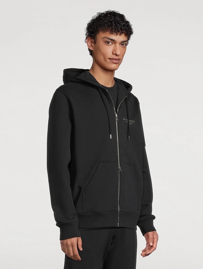 Cotton Zip Hoodie With Stamp